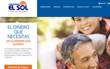 Screenshot of the website of Corporativa El Sol