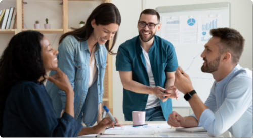 Team working at a table