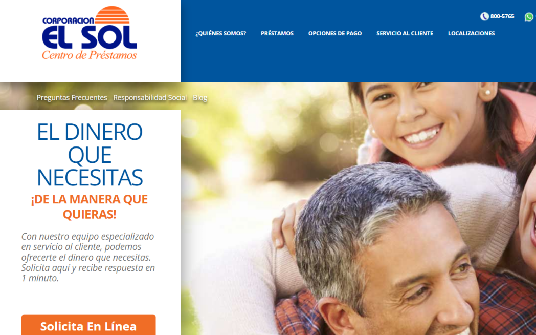 Sitio web de Corporativa El Sol